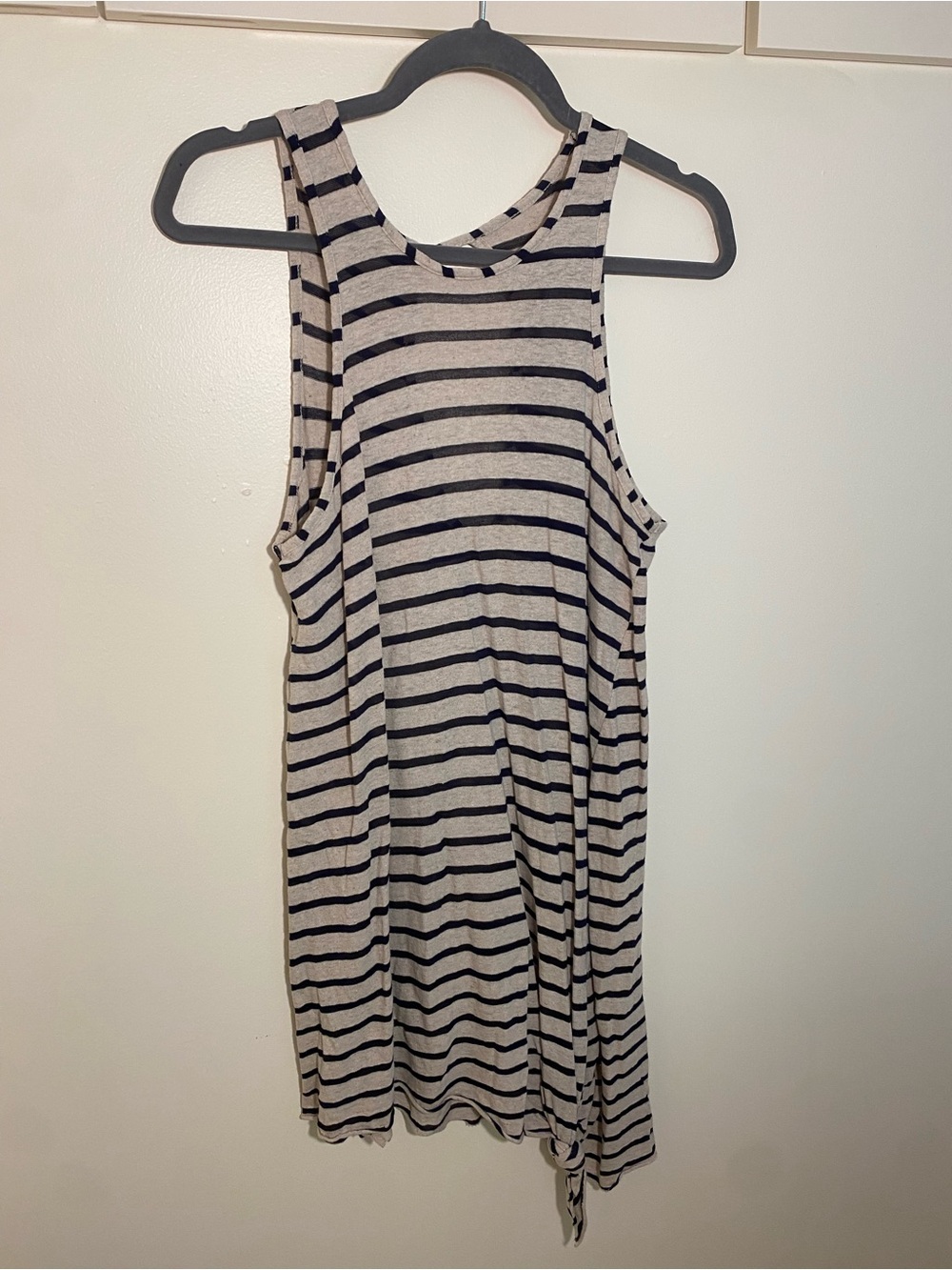 BECCA Black and Cream Striped Sleeveless Tank Dress
